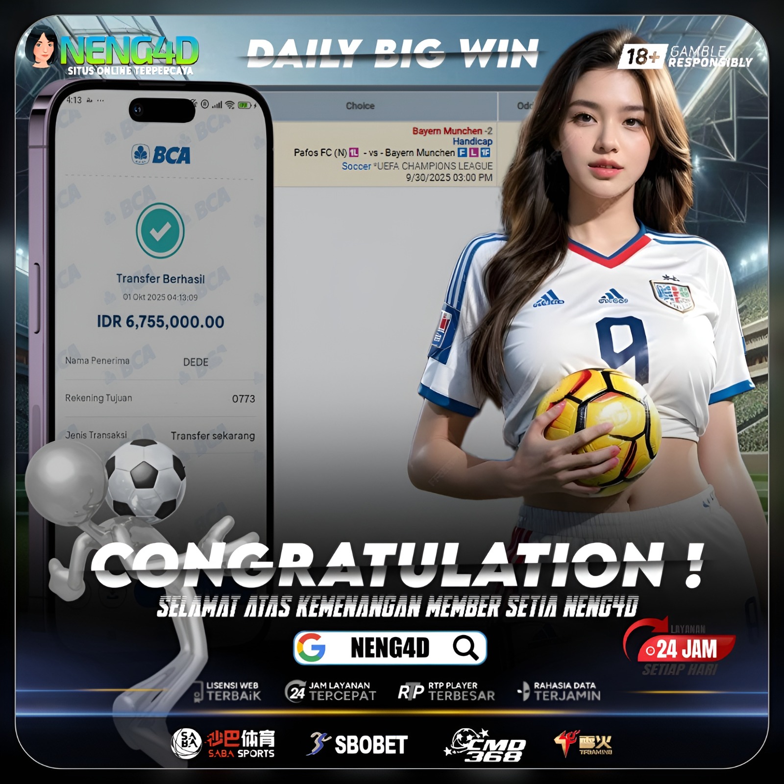 KEMENANGAN BESAR HANDICAP SABA SPORT BARENG NENG4D