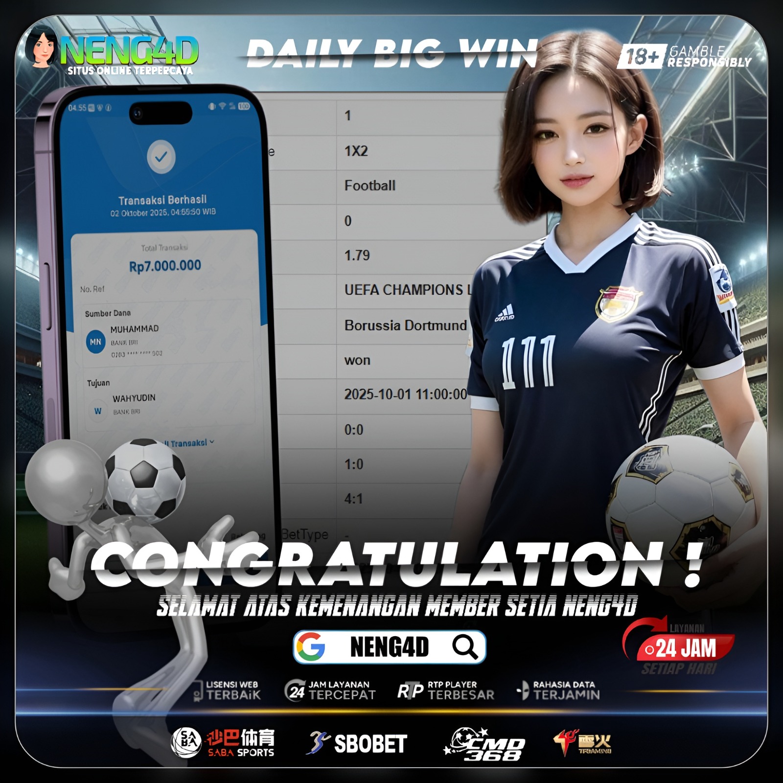 KEMENANGAN BESAR SBOBET SPORT NENG4D